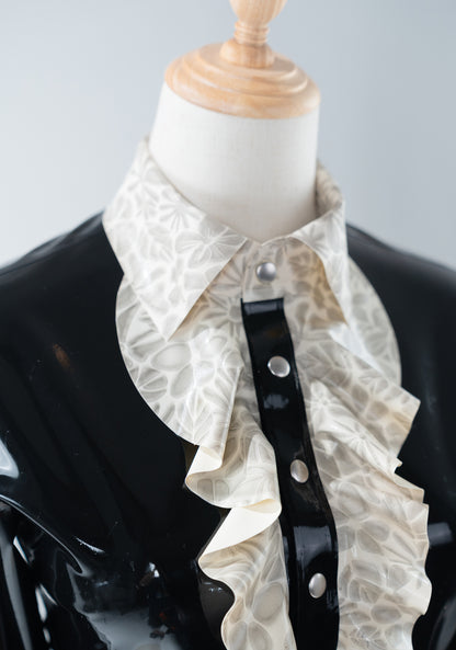 Black Victorian Floral Ruffle Latex Blouse