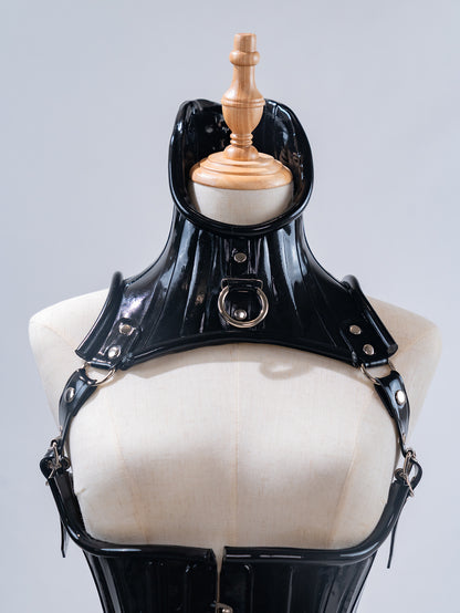 Black Latex Underbust Harness Corset